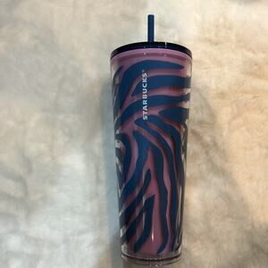 Starbucks Blue and Pink Zebra Limited Edition 24 oz. Cold Cup Tumbler